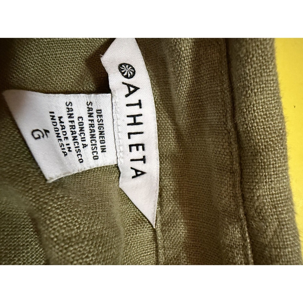 Athleta Linen Olive Green Shirt Nwt Retails $99 - Picture 8 of 9